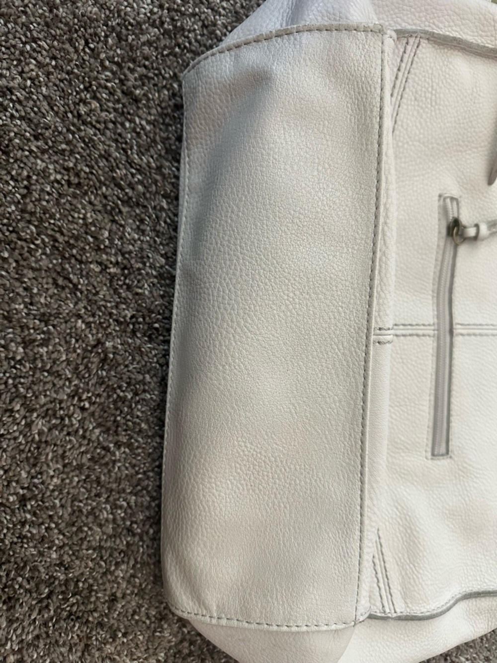 The Sak White Pebbled Leather Studded Hobo Bag Tassel GUC - Picture 6 of 9